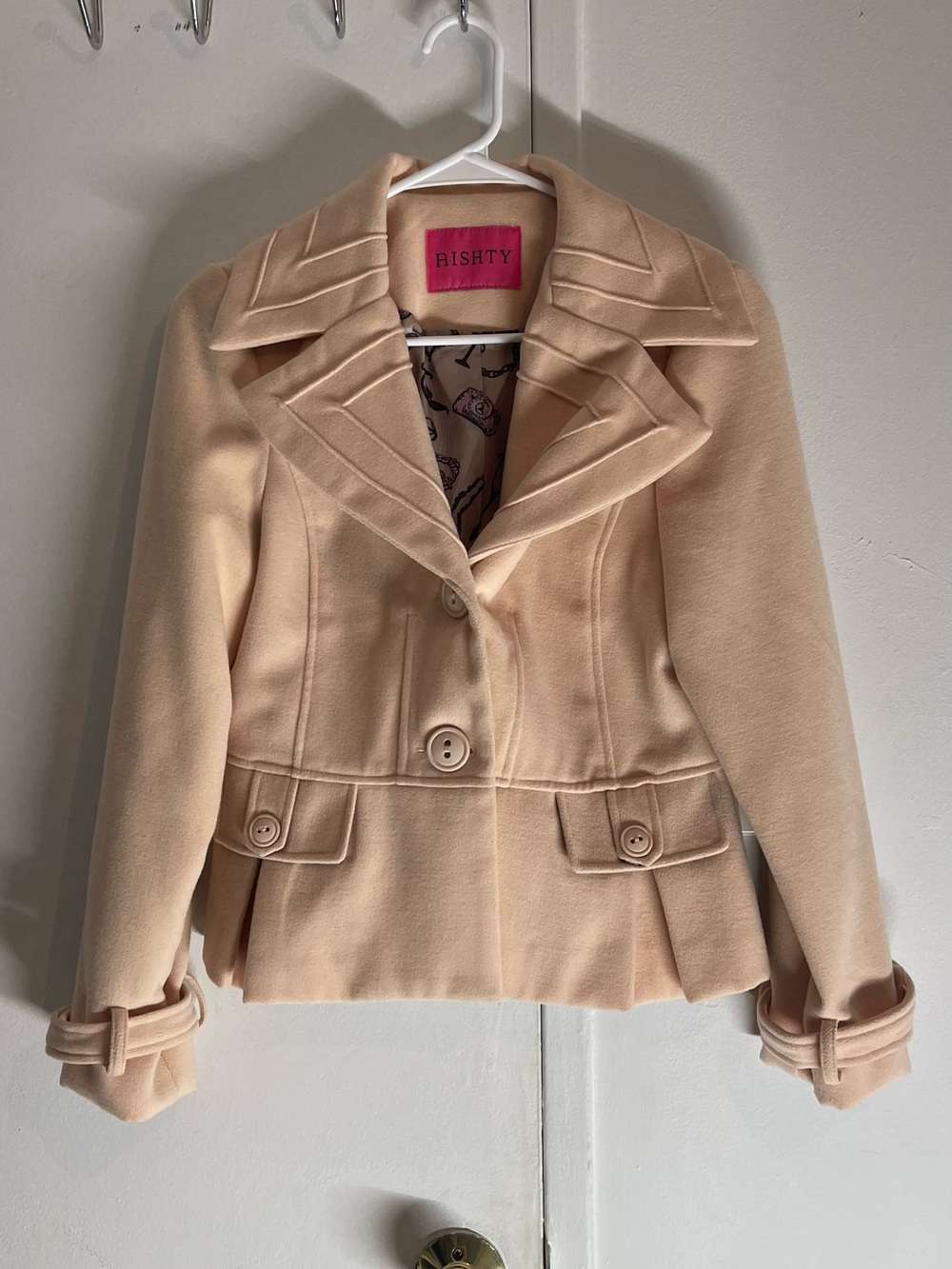 Women's Cream Peacoat Jacket